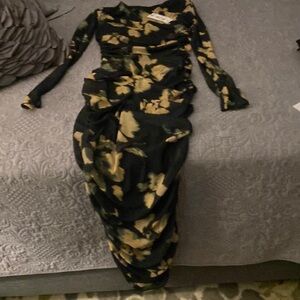 NWT Mesh Ruched Maxi Dress